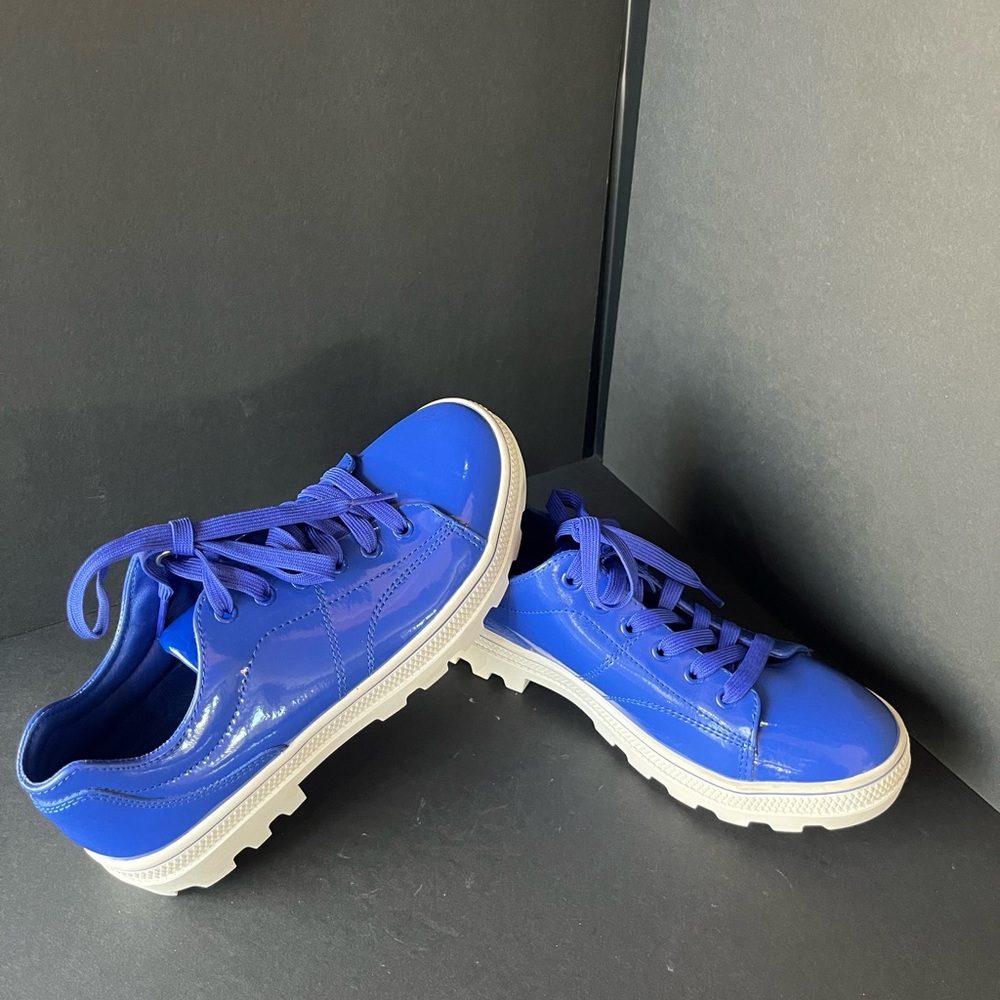 Skechers Roadies Women’s Patent Blue Chunky Platform Sneakers Size 6